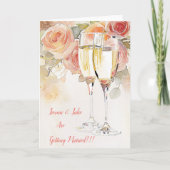 エレガントシャンパンとバラ婚約発表 カード (正面)