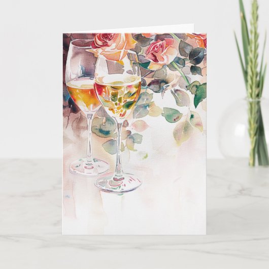 エレガントシャンパンとバラ婚約発表 カード (正面)