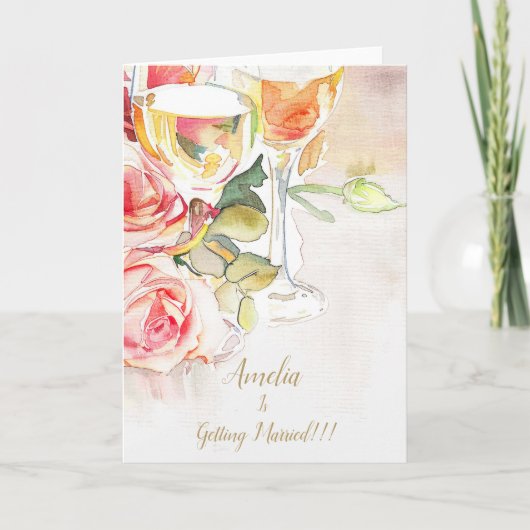 エレガントシャンパンとバラ婚約発表 カード (正面)