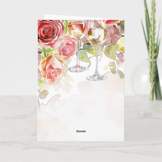 エレガントシャンパンとバラ婚約発表 カード (裏面)