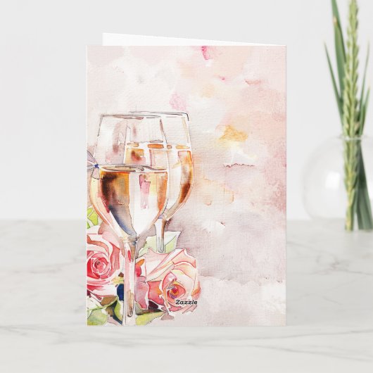 エレガントシャンパンとバラ婚約発表 カード (裏面)