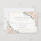エレガントシャンパンアイボリー赤面バラフローラ結婚ズ 出欠カード (正面)