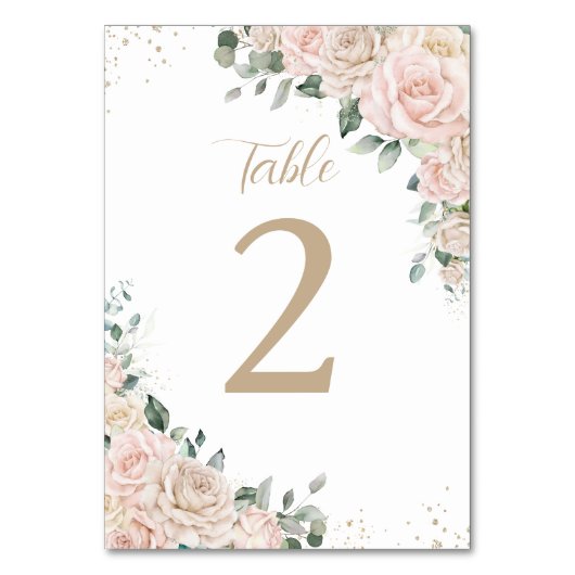 エレガントシャンパンアイボリー赤面結婚フローラ テーブルナンバー (正面)
