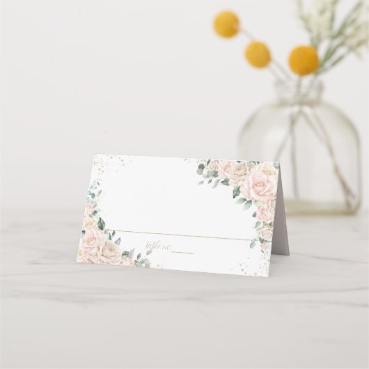 エレガントシャンパンアイボリー赤面結婚フローラ プレイスカード (裏面)
