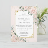 エレガントシャンパンアイボリー赤面結婚フローラ 招待状 (スタンド正面)