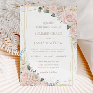 エレガントシャンパンアイボリー赤面結婚フローラ 招待状