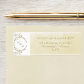 エレガントシャンパンウォーターカラーモノグラム結婚ズ ラベル