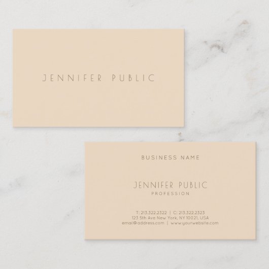 エレガントシャンパンカラートレンディーミニマルテンプレート 名刺 (正面/裏面)