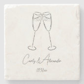 エレガントシャンパンガ結婚ラス婚約 ストーンコースター (正面)