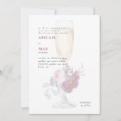 エレガントシャンパングラスピンク結婚フローラ 招待状 (正面)