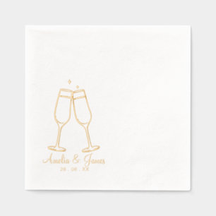 エレガントシャンパングラス結婚カクテル 箔ナプキン