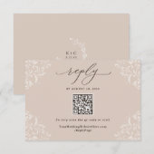 エレガントシャンパンタン結婚ニュートラルQRコード 出欠カード (正面/裏面)