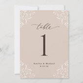 エレガントシャンパンタン5x7結婚のテーブル番号 招待状 (正面)