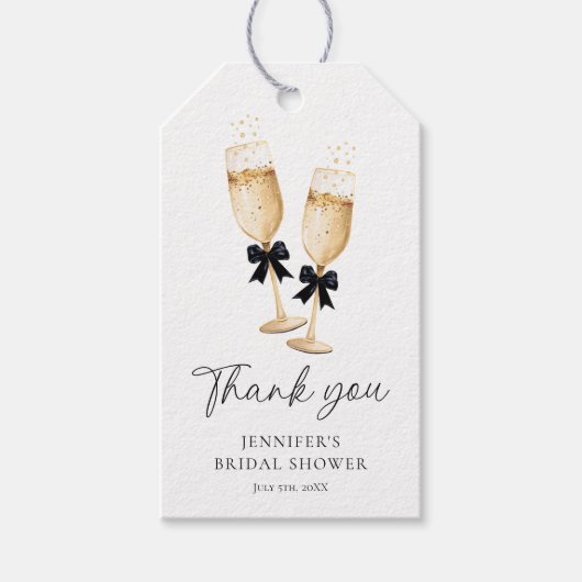 エレガントシャンパンブライダルシャワーありがとう ギフトタグ (正面)