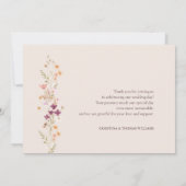 エレガントシャンパンボホワイルドフラワー結婚ズ サンキューカード (裏面)