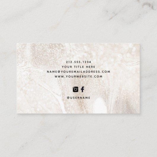エレガントシャンパン大理石とスクリプモダント 名刺 (裏面)