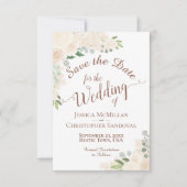 エレガントシャンパン赤面ウォーターカラーフローラ結婚ズ セーブザデート (正面)