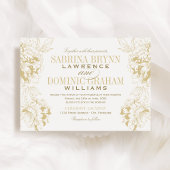 エレガントシャンパン金ゴールドフローラピー結婚ーニ 招待状