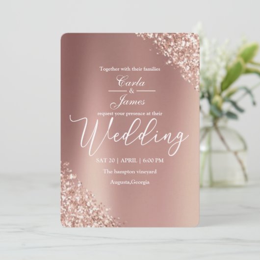 エレガントシャンパン金ゴールドラグジュアリ結婚ーズ 招待状 (スタンド正面)