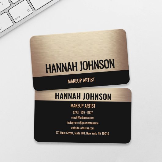 エレガントシャンパン金ゴールド&ブラックビジネスカード 名刺