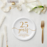 エレガントシャンパン25結婚周年 ペーパープレート<br><div class="desc">ミニマルエレガントリストのシャンパン25周年の紙プレート結婚!</div>