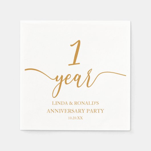 エレガントシャンパ結婚ン1周年記念 スタンダードカクテルナプキン (正面)