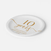 エレガントシャンパ結婚ン10周年 ペーパープレート (アングル)
