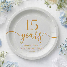 エレガントシャンパ結婚ン15周年 ペーパープレート