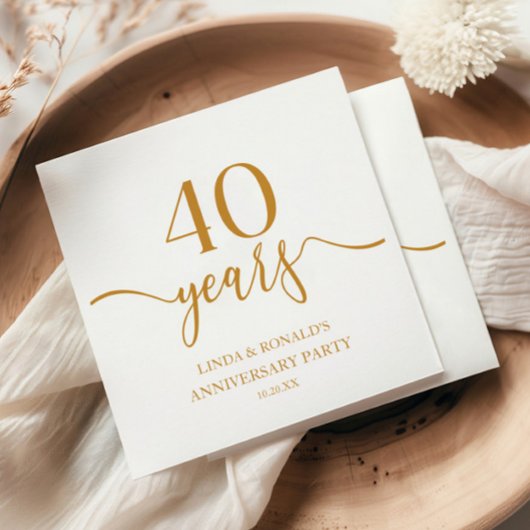 エレガントシャンパ結婚ン40周年 スタンダードカクテルナプキン