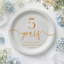 エレガントシャンパ結婚ン5周年 ペーパープレート
