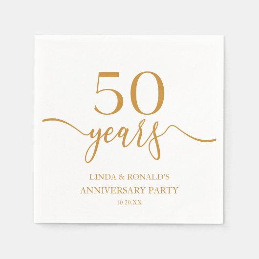 エレガントシャンパ結婚ン50周年 スタンダードカクテルナプキン (正面)