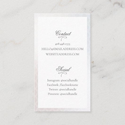 エレガントシルク真珠のコラージュ写真 名刺 (裏面)