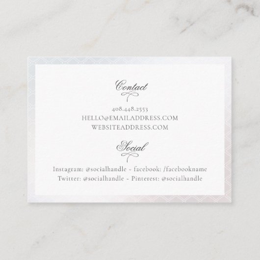 エレガントシルク真珠のコラージュ写真 名刺 (裏面)