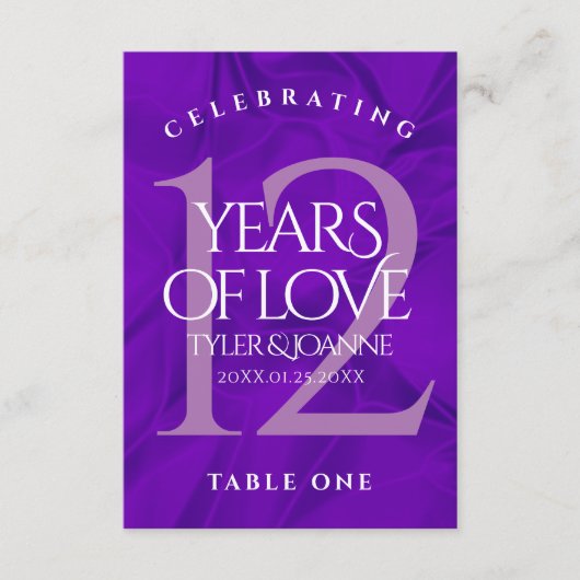 エレガントシルク結婚12周年記念テーブルカード サンキューカード (正面)