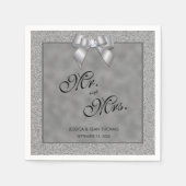 エレガントシルバーとスタイリッシュグリッター結婚ズ スタンダードカクテルナプキン (正面)