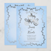エレガントシルバーキャリッジブルー絵本の結婚式 招待状 (正面/裏面)