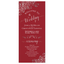 エレガントシルバーキュールオンクリムゾンレッドシンプル結婚ズ