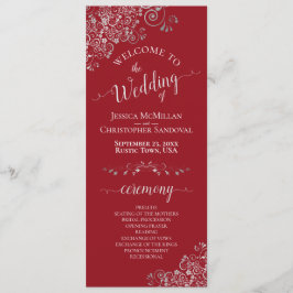 エレガントシルバーキュールオンクリムゾンレッドシンプル結婚ズ プログラム