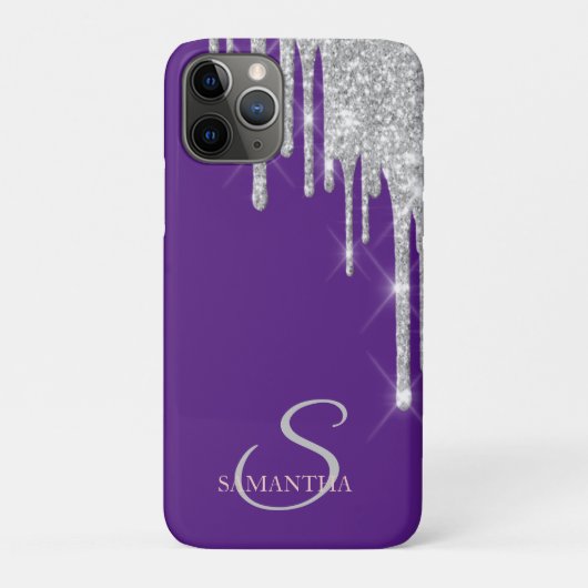エレガントシルバーギラギラ垂れ流し紫色 Case-Mate iPhoneケース (裏)