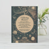 エレガントシルバーグリーンタロット結婚記念日 招待状 (スタンド正面)