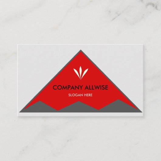 エレガントシルバーグレーと赤の三角形 名刺 (正面)