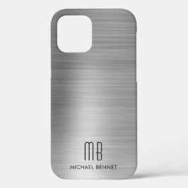 エレガントシルバーグレー モノグラム iPhone 12ケース