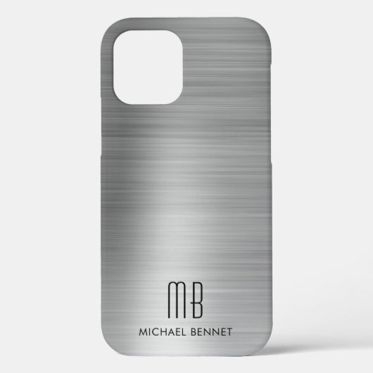 エレガントシルバーグレー モノグラム Case-Mate iPhoneケース (裏面)