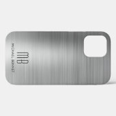 エレガントシルバーグレー モノグラム Case-Mate iPhoneケース (裏面 (横))