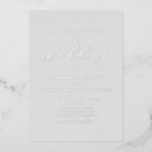 エレガントシルバースクリプト結婚グレー 箔招待状 (正面)