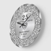 エレガントシルバーダイヤモンド25周年記念 ラージ壁時計 (傾斜)