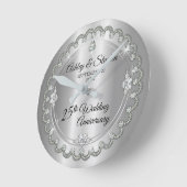 エレガントシルバーダイヤ結婚モンド25周年 ラウンド壁時計 (傾斜)