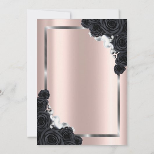 エレガントシルバーフレーム、ブラックバラクインセアニラ 招待状 (裏面)