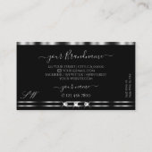 エレガントシルバーブラックきらめくダイヤモンドイニシャル 名刺 (裏面)