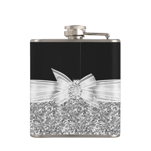 エレガントシルバーブラック結婚ダイヤモンド婚約 フラスク (裏面)